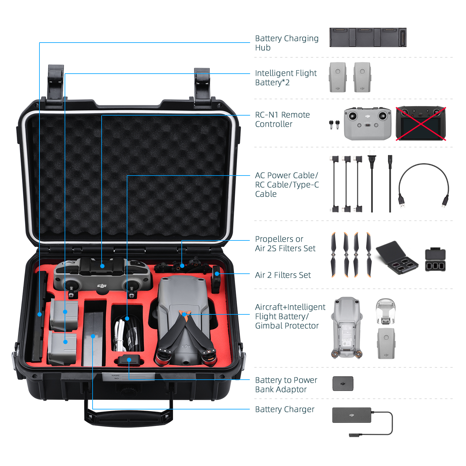 HeiyRC MA10 Small Waterproof Hard Case for DJI Mavic Air 2